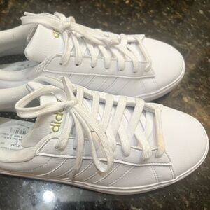 Worn once. Women’s Adidas White Sneakers. Size 8.5.